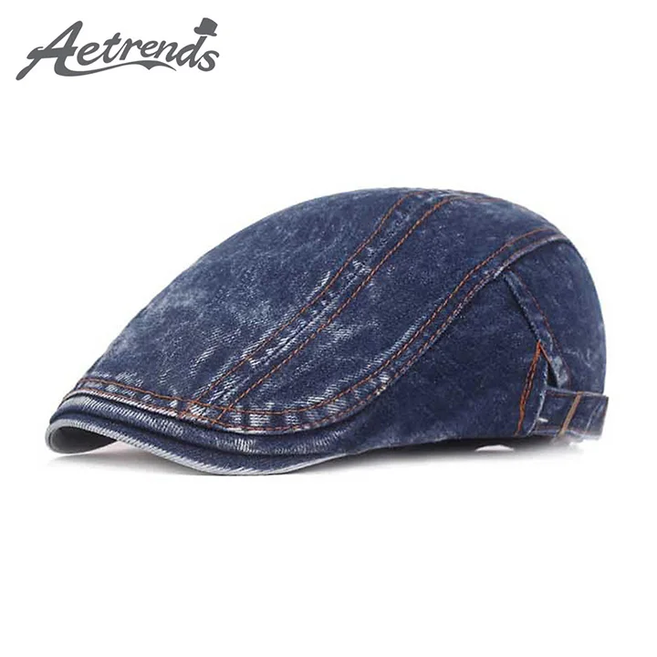 

[AETRENDS] 2019 Spring Summer Washed Denim Beret Hats for Men Women Caps Berets Cap Hat Casquette Gorras Boina Z-6908