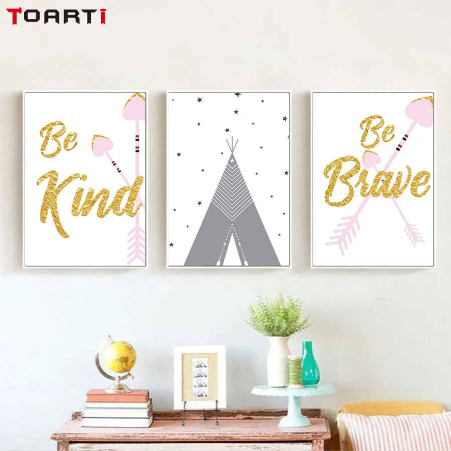 be kind be brave kids room inspirational quote painting (2)