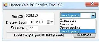 

2016 latest keygen for Hyster Yale PC Service Tool v4.xx 4.82v to 4.88v up