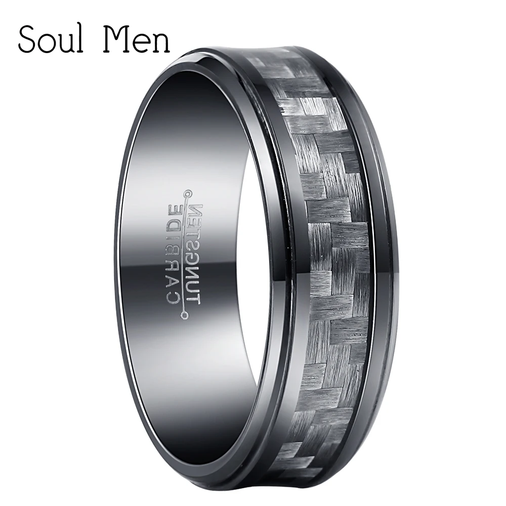 8MM MEN/'S TITANIUM BLACK CARBON FIBER WEDDING BAND RING SIZE 7-13