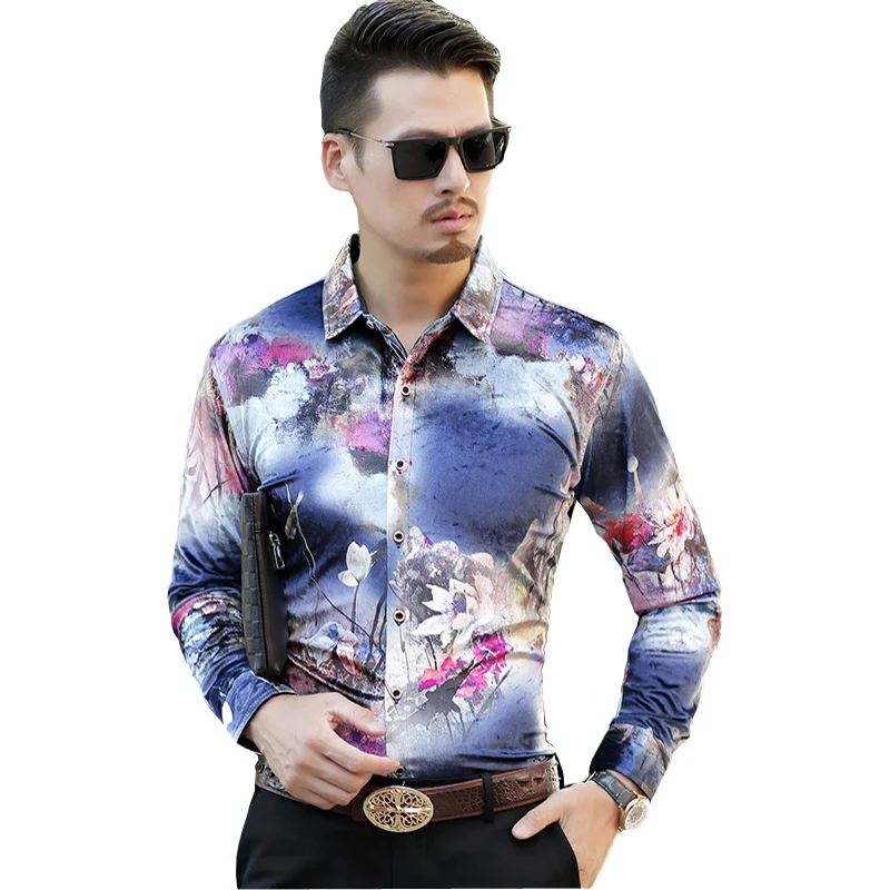 Мужская рубашка Мужская Новая модная бархатная приталенная рубашка с длинными рукавами Мужская рубашка повседневная мужская рубашка Размер M-3XL