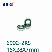 Axk 2pcs 6902-2rs 6902rs 15x28x7mm Chromel Stalen Hybride Keramische Kogellagers 6902 2rs 15 * 28*7mm Si3n4 Fiets Deel
