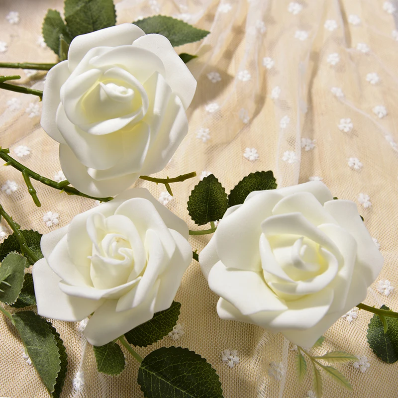 50 шт./лот 7 см Искусственный цветок большой PE поролоновые головки роз для DIY венки Свадебные украшения для дома и сада декоративные принадлежности