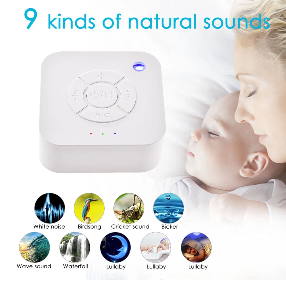 White Noise Machine USB Rechargeable Timed Shutdown Sleep Sound Machine For Sleeping Relaxation For Baby Adult Office Travel