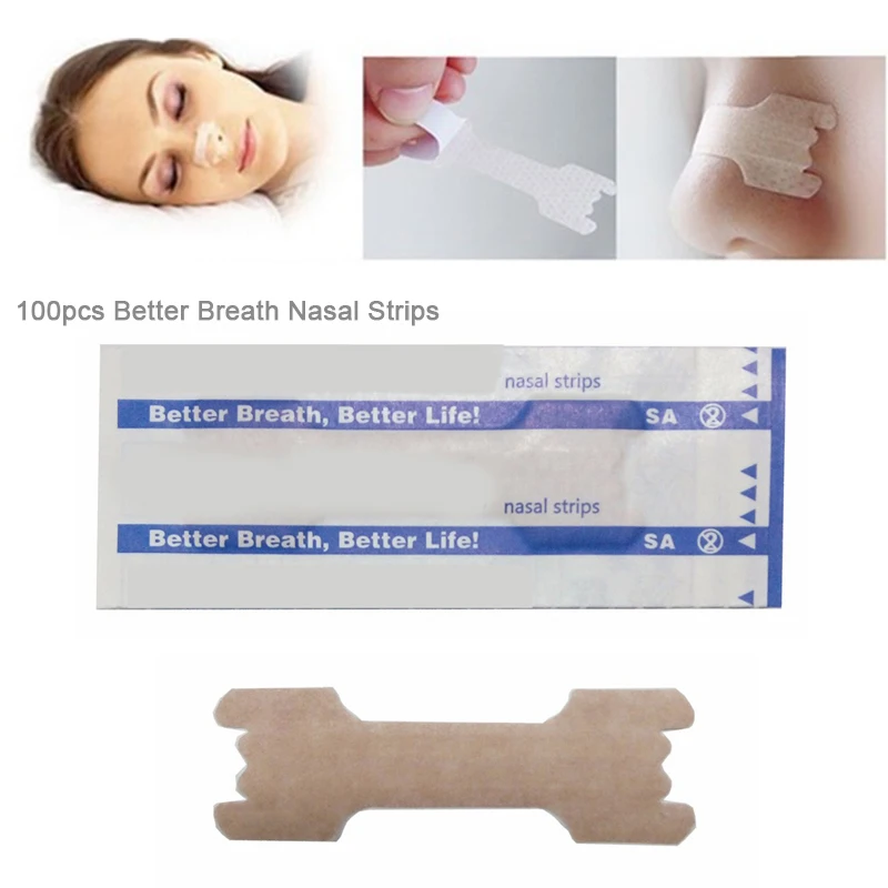

100pcs Right Breathe Better Nasal Strips Correctly To Get Rid of Snoring Anti Snore Strips Easier and Breathe Better Health Care