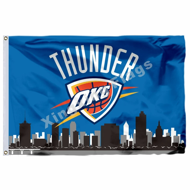 Oklahoma City Thunder Oklahoma City Skyline Flag 3ft X 5ft Polyester