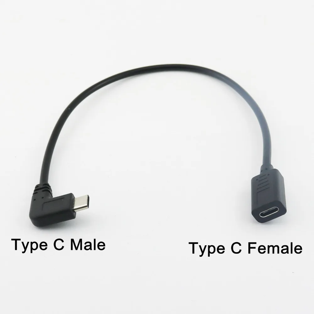 

1x Type C USB 3.1 Female to Type C Male Plug Right Angle Male to Female Extension Connector Adapter Cable 30cm/1ft