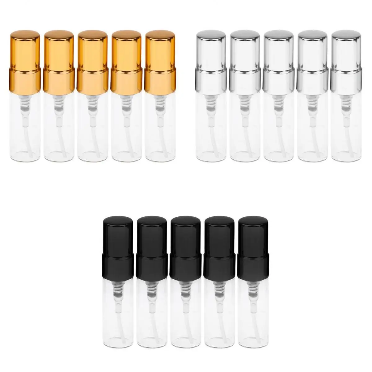 15Pcs 3ml Empty Perfume Aftershave Spray Bottles Refillable Makeup Cosmetics Travel Fine Mist Sprayer Containers