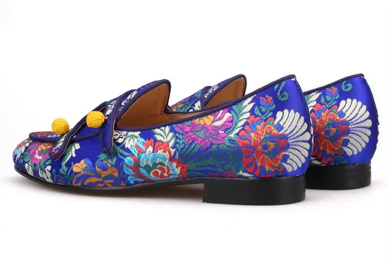 Hombre Pic Noir Pic Zapatos Soie Mocassins Bleu Broderie Sexy Hommes Couleurs Mélangées Chaussures Qianruiti Rouge Mode Appartements Mariage Florale As De as PkOiZXuT