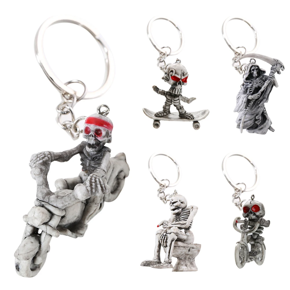 Keychain Keyring Fashion Retro Skeleton Keyring Fashion New Skull Keychain Rubber Motor Car Keychain Car Accessory Women Gift