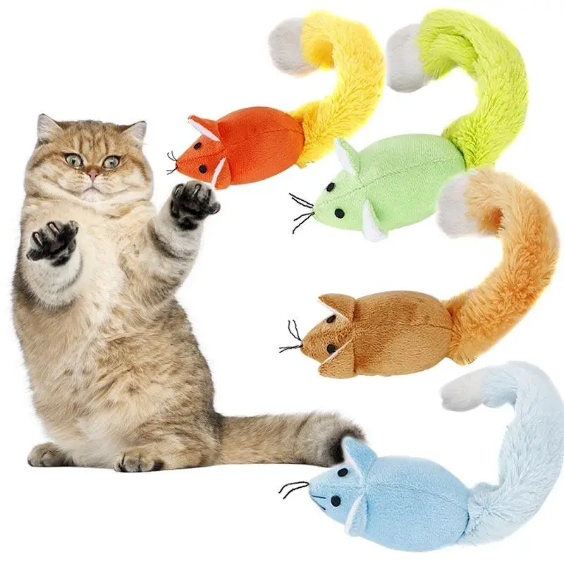 

1PC Long Tail Mouse Pet Cat Training Playing Tool Interactive Toy with Catnip