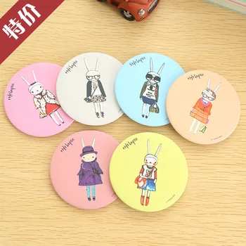 

Free ship!1=30pc! Rabbit sweet metal cartoon portable Cosmetic mirror / make up small pocket mirrors