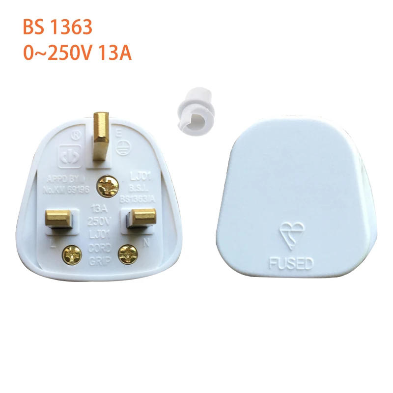 Rdxone UK 3 Pin 13A вилки заземленные 250 В британский сетевой разъем 3 Pin плавленый BS1363 адаптер кабеля питания соединитель провода конвертер - Цвет: White