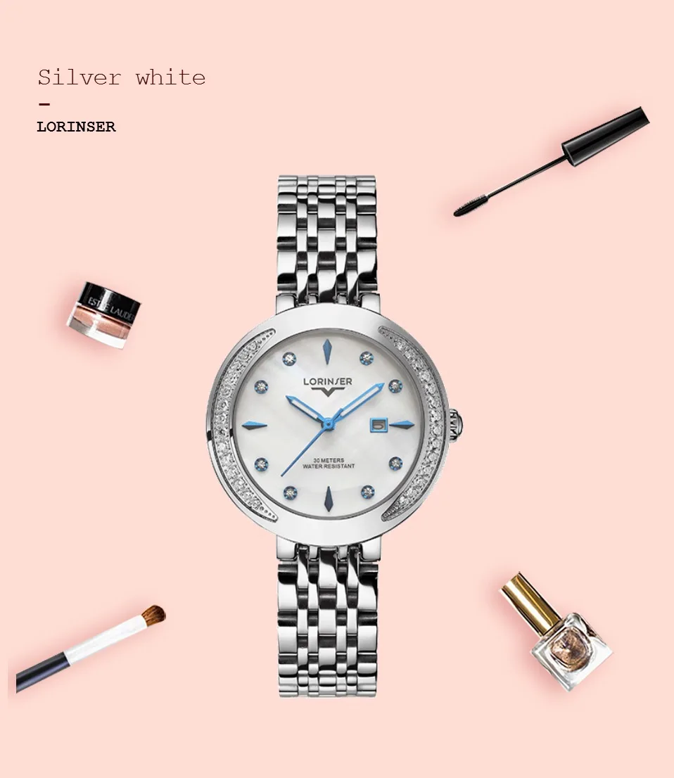 Горный хрусталь часы для женщин нержавеющая сталь наручные часы дамские часы Reloj Mujer Lorinser Elegent творческий для женщин кварцевые часы