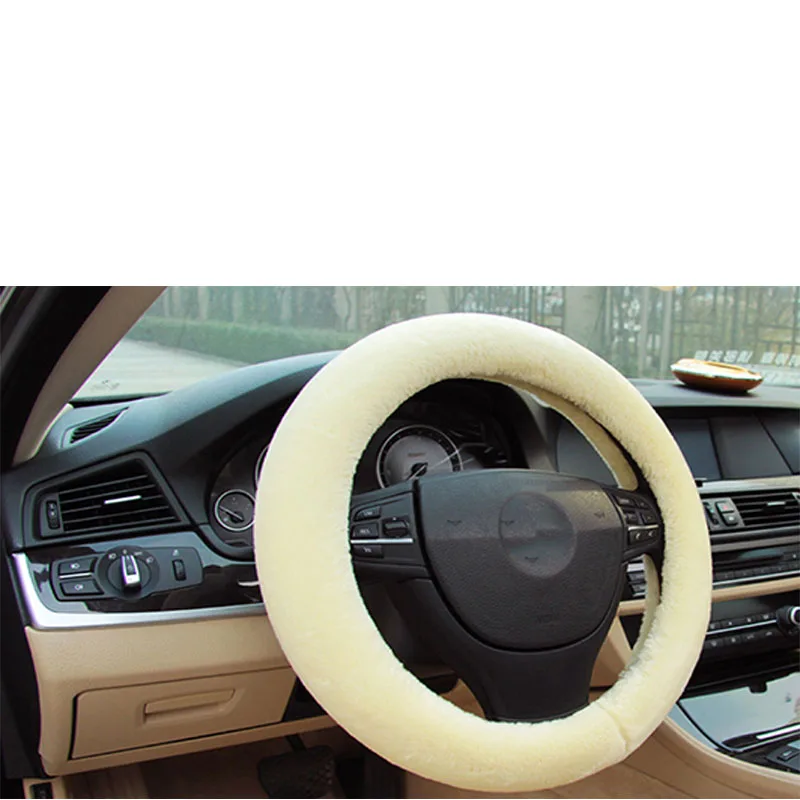 Автомобильные аксессуары, плюшевые теплые Руль Обложка шерстяные для Opel Insigina Vectra Защитные чехлы для сидений, сшитые специально для Toyota Corolla RAV4 Avensis ЧР NISSAN SUZUKI - Название цвета: beige
