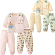 Комплект детской одежды из хлопка для новорожденных девочек зимний комплект для малышей, зимние легинсы, теплые брюки клетчатые наряды