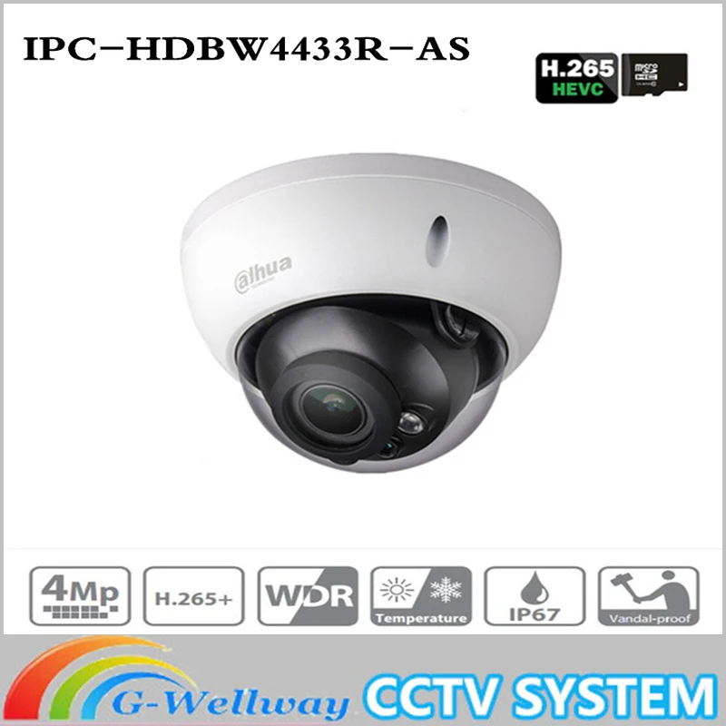

Dahua 4MP CCTV IP Camera IPC-HDBW4433R-AS Support IK10 IP67 Audio&Alarm Port PoE Camera IR Range 30m HDBW4433R-AS CCTV Security