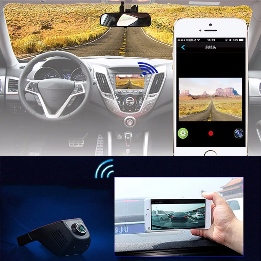  1080P High Definition WiFi Car DVR Video Camera Recorder Dash Cam 170 Degree G-sensor Motion Detection