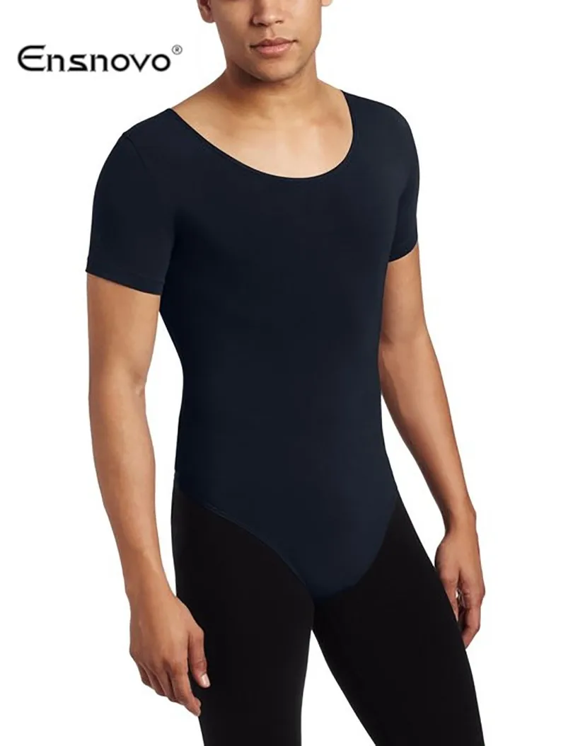 Ensnovo men Sleeveless Gymnastics Leotard Ballet Costumes Lycra Custom Skin Jumpsuit Dancewear Body Suit -