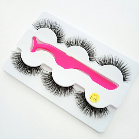3 pairs Eyelashes +tweezers Natural Mink False Eyelashes Fake Lashes 3D Mink Lashes Eyelash Extension Makeup Kit