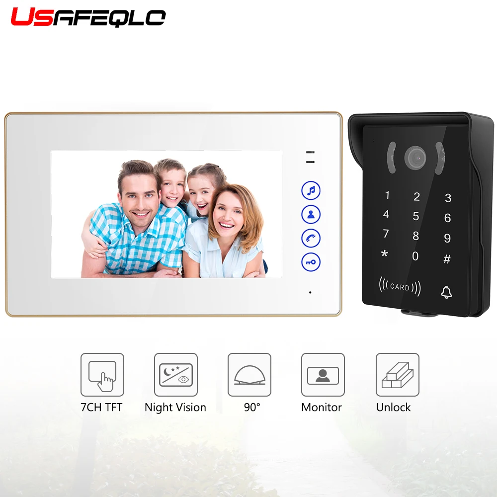 USAFEQLO 7 ''TFT lcd проводной видео телефон двери визуальный видеодомофон спикерфон домофон система с