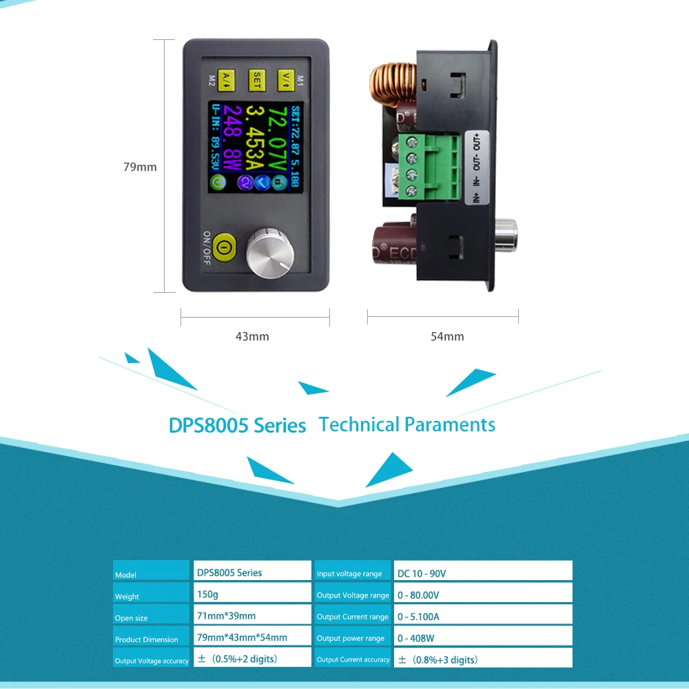 RD DPS8005 ЖК-цифровой программируемый модуль постоянного напряжения понижающий модуль питания понижающий преобразователь постоянного тока 0-80,00 в 0-5.100A