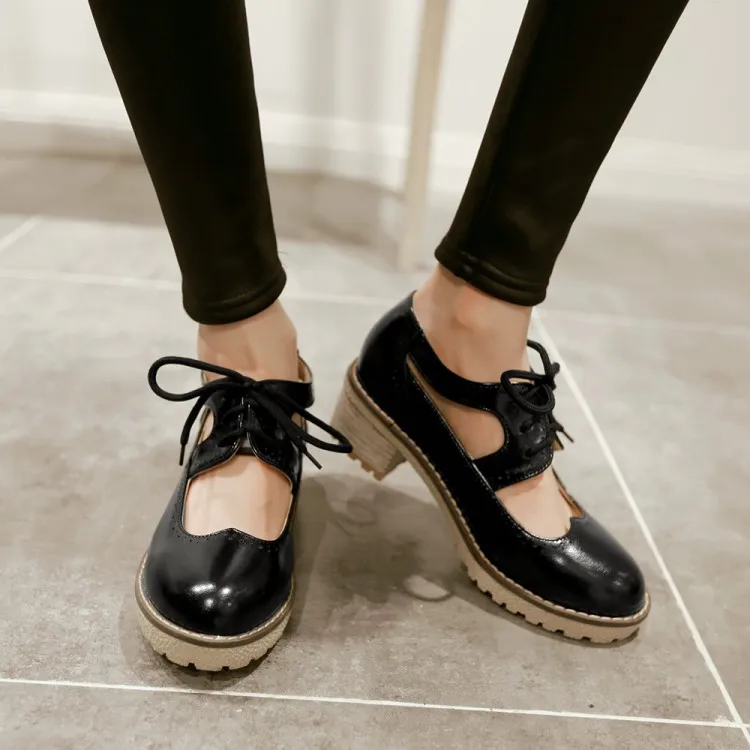 Zapatos Oxford Zapatos Negros Para Dama En Plataforma Para Mujer