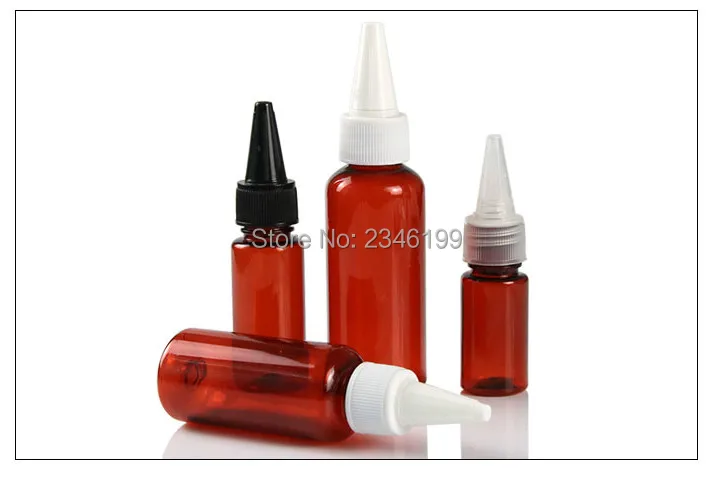 Empty Plastic Bottle 50 20ml Empty Cosmetic Container Black Cover Plastic Bottle Transparent Brown Tip Cap Plastic Bottle (5)
