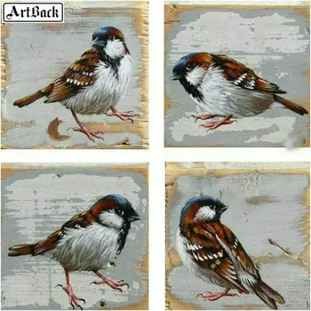 

25 style 4 spell painting bird Sparrow diamond painting "johnny hallyday" cross stitch 5d full square drill embroidery 20x20cm