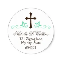 3.8 см коричневый крест Зеленая мята процветать пользовательские адрес Классический круглый стикер