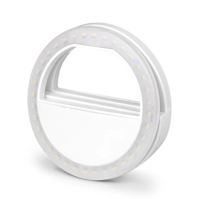 Универсальный селфи светодиодный кольцевой фонарик портативный мобильный телефон светодиодный S лампа для селфи светящееся кольцо зажим для iPhone X 8 7 6 Plus samsung - Цвет: White