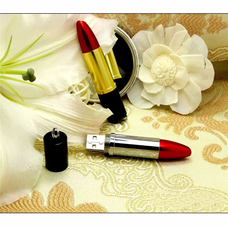 gadget 2017 innovative Beautiful custom logo Red Lipstick Pen Flash font b Drive b font Memory