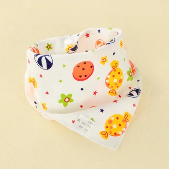 

Double layer baby cartoon printing triangular towel baby pure cotton bibs burp cloths