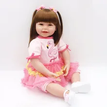 Pursue 2460 cm Beautiful Smile Face Reborn Silicone Toddler Princess Girl Baby Alive Doll Soft Cotton Body Doll for Collection