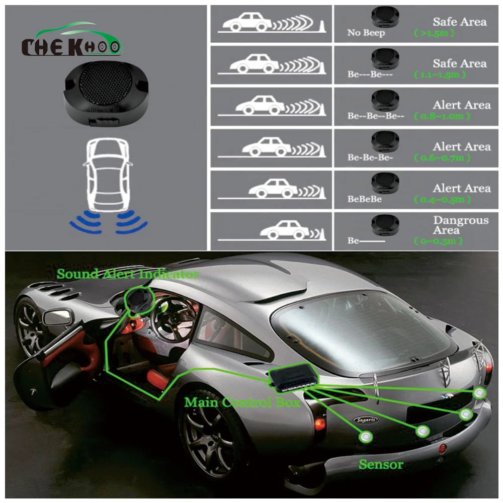 Автомобильный парковочный датчик, автоматический Парктроник, зуммер с 4 датчиками, обратный резервный автомобильный радар, монитор