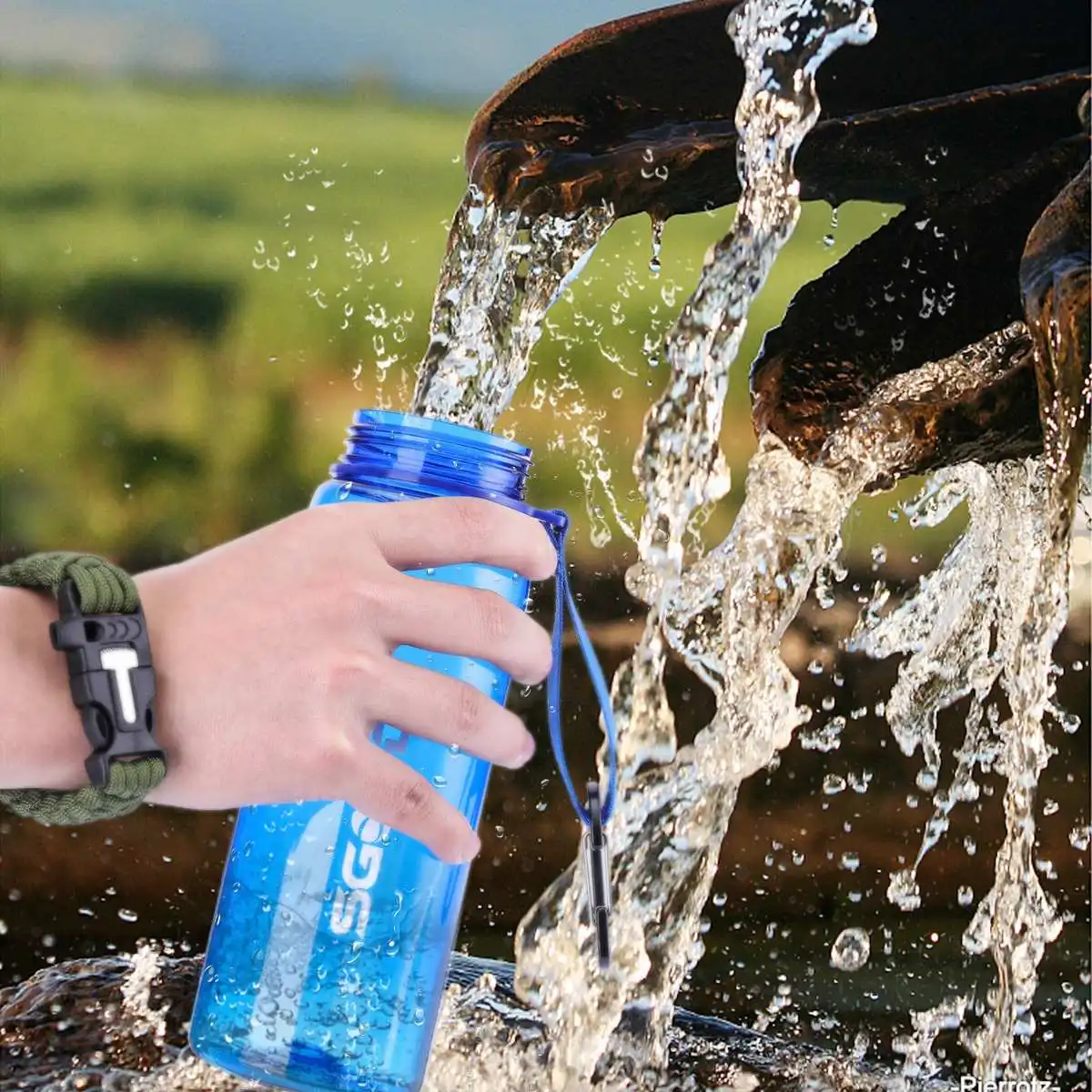 650 мл SGODDE Спортивная бутылка для воды без бисфенола с фильтром на открытом воздухе портативная походная туристическая Питьевая чашка синего цвета