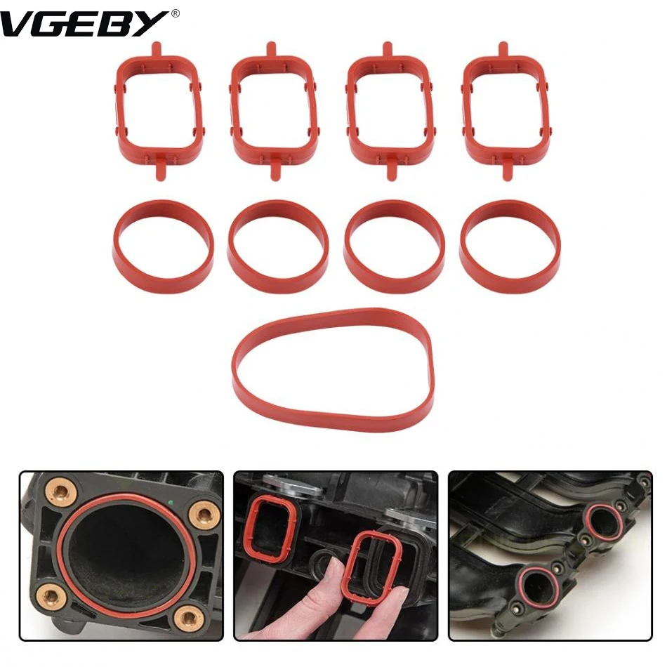 Buy 4pcs/6pcs Red Rubber Intake Manifold Gaskets Inlet