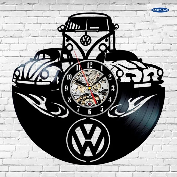 Автомобиль Volkswagen СВЕТОДИОДНЫЙ Виниловая пластинка настенные часы веер Искусство ручной работы Декор подарок уникальные декоративные виниловые часы - Цвет: NO LED