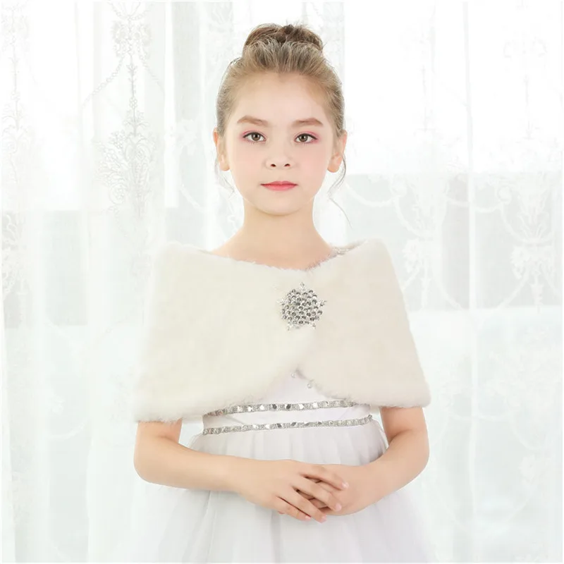 Buy Baby Girls Faux Fur Shawl 2017 New Kids Thicken Warm Jacket White Coat for