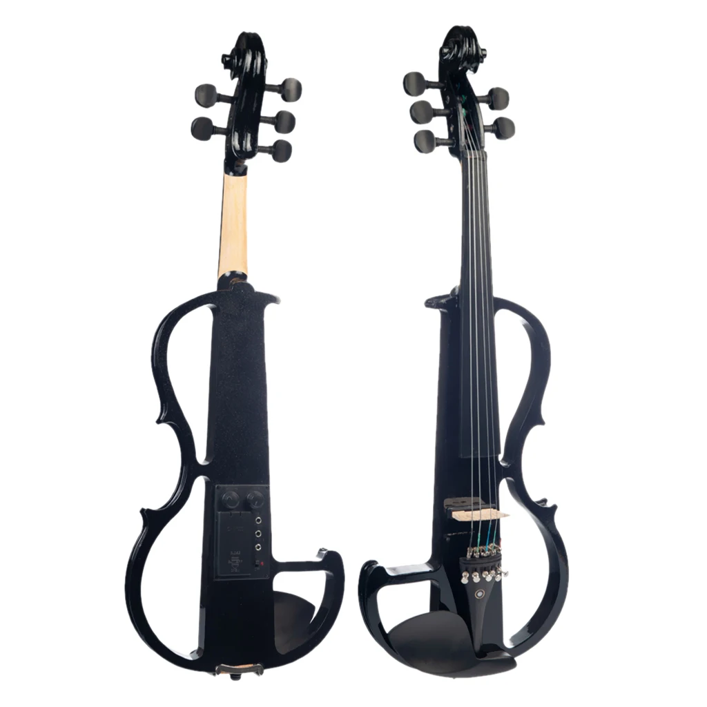 4/4 Solid Wood Black 5 String Electric Violin Kit Musical Instrument with Bow Case Rosin Headphone Cable Gift for Violin Players