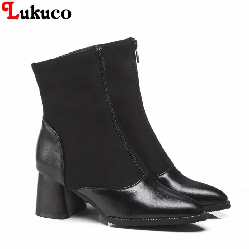 

Lukuco Vintage Botas Work Safety Heel Pumps Plus Size 43 44 45 46 47 48 Ankle Boots women shoes short plush Insole shoes woman