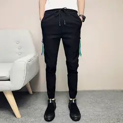 Корейская Летняя мужская одежда 2019 Slim Fit Side Letter мужские s джоггеры Slim Fit Брюки мужские повседневные Хип-хоп Карандаш мужские повседневные