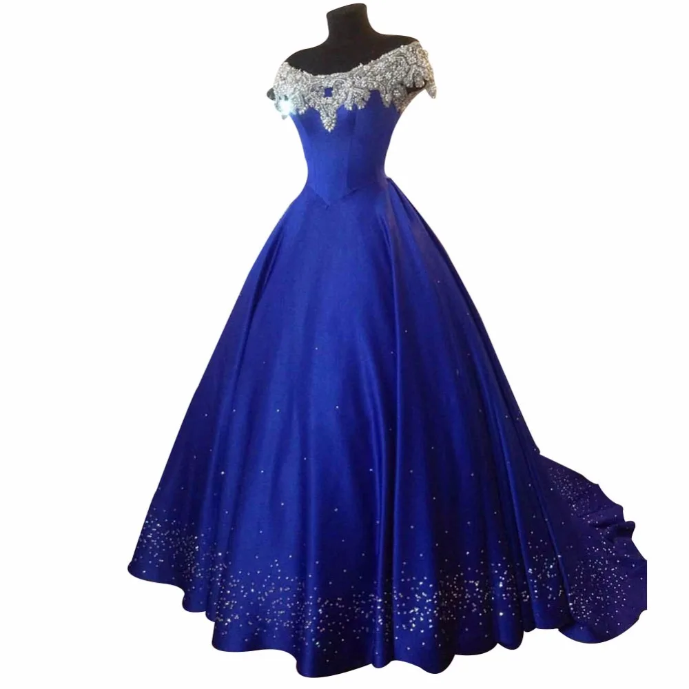 ZYLLGF Ball Gown  Royal  Blue  Bridesmaid  Dresses  Sweep Train  