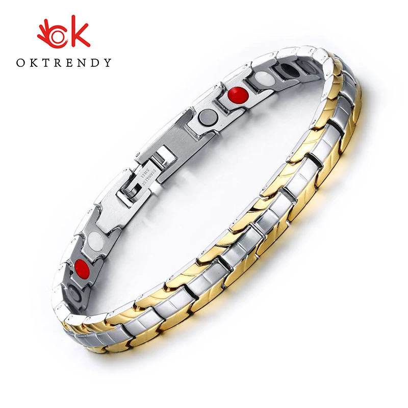 

Wholesale Luxury Health Care Magnetic Bracelet Stainless Steel Chain for Women Friendship Bracelets Adjustable Length 7mm Width
