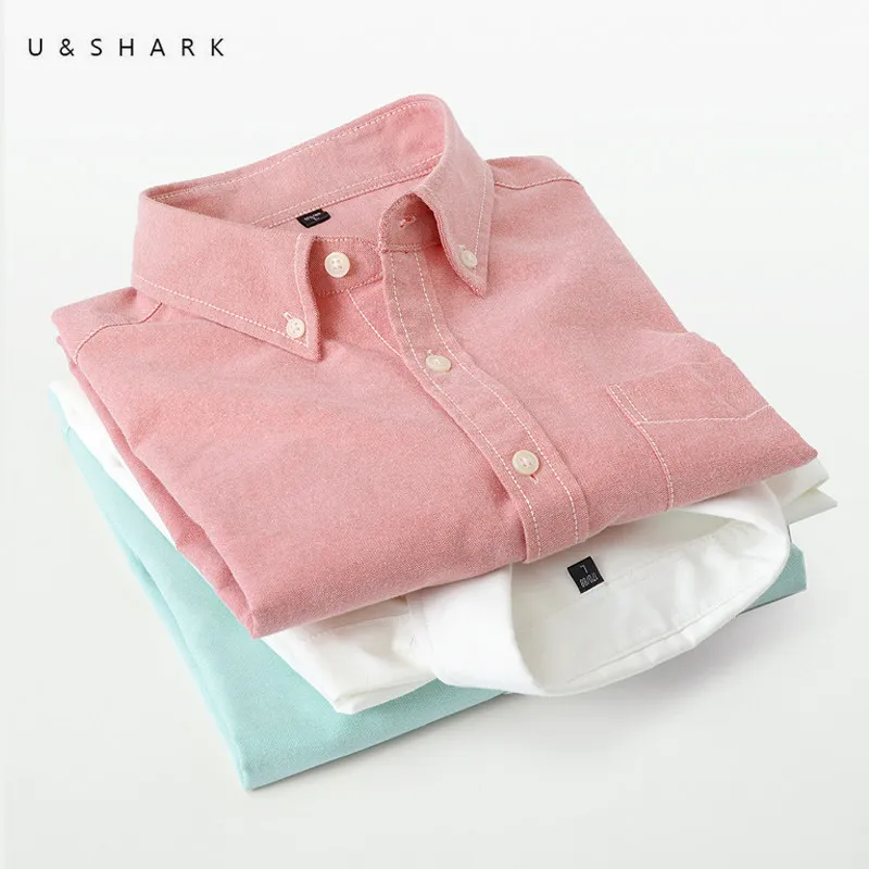 

U&SHARK 2018 Autumn Oxford Cotton Shirt Mens Dress Shirts Brand Clothing Long Sleeve Casual Shirts Slim Fit Social Shirt Male