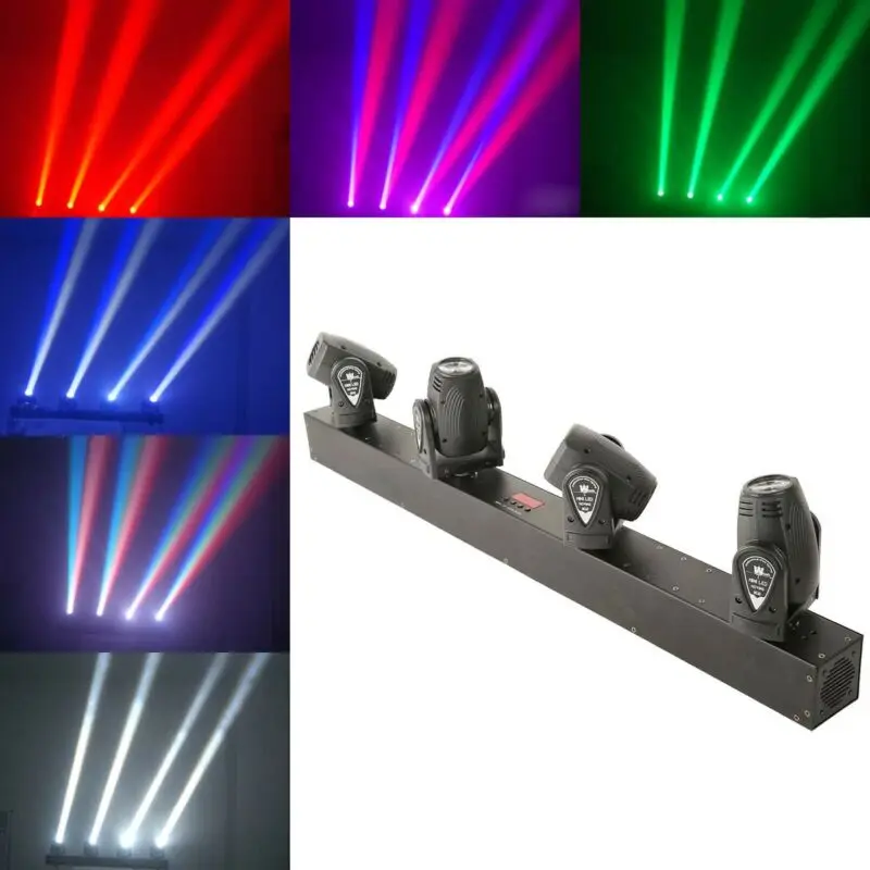 

RGBW LED 4-Head Moving Head Beam Strobe Light Bar DMX 512 Spot Stage Lighting