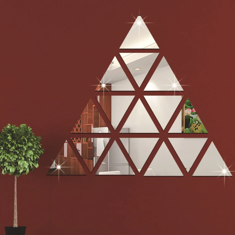 100pcs 2cm Triangular Mirror Surface Wall Sticker 3D Acrylic Wall