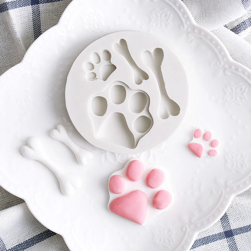 Feihuan 1 шт собачья лапа с принтом кости помадка силиконовая форма Gumpaste шоколадная