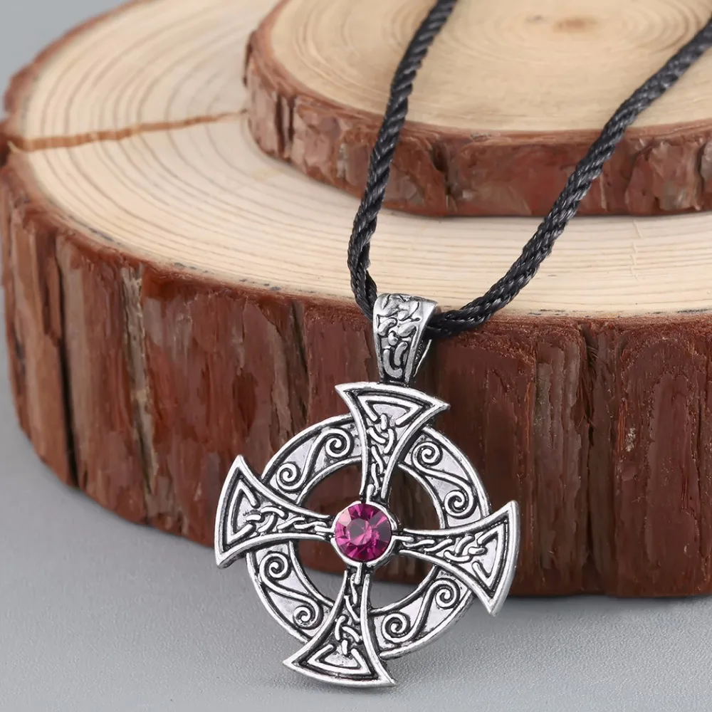 CHENGXUN Викинг крест кулон ожерелье Фиолетовый Кристалл Любовь Узел Символ подвеска в египетском стиле Odin кельтское ожерелье ювелирные изделия