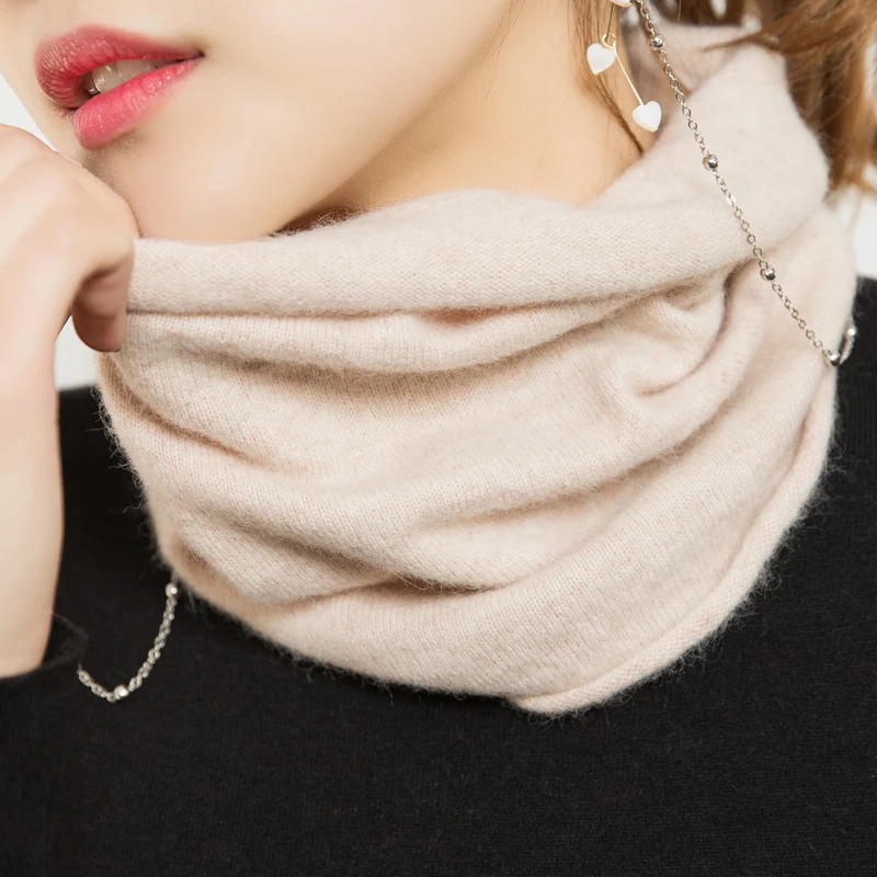 HLICYUM Женский кашемировый вязаный шарф-кольцо 30 см, теплый однотонный эластичный удобный женский зимний шарф с одной петлей